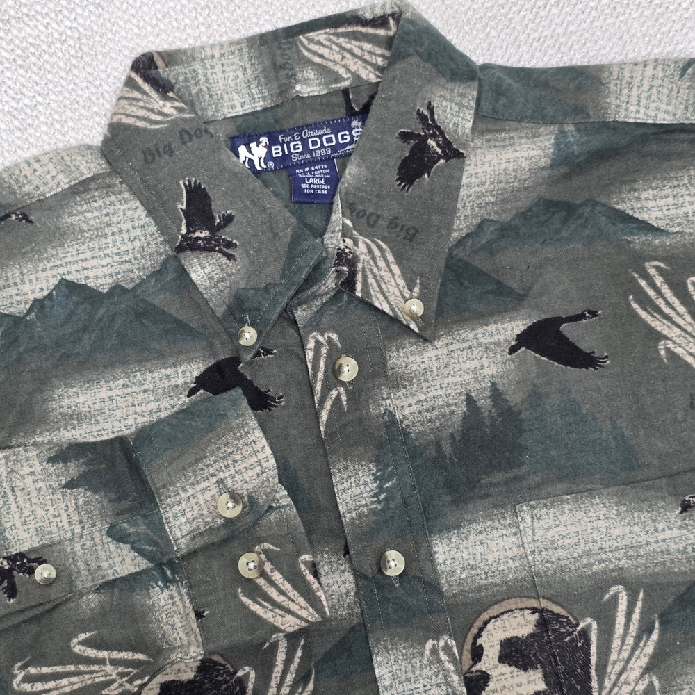 Vintage Big Dogs Men's Large Flannel Long Sleeve Shirt Hunting Mountain NWOT